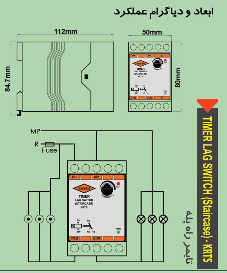 Dimensions of installation and Diagram lag switch timer